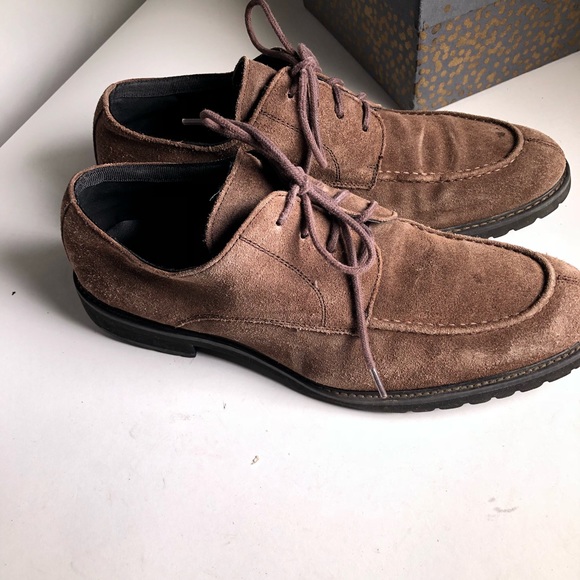 Saks Fifth Ave Blue Brown Suede Oxfords Shoes - Picture 5 of 7